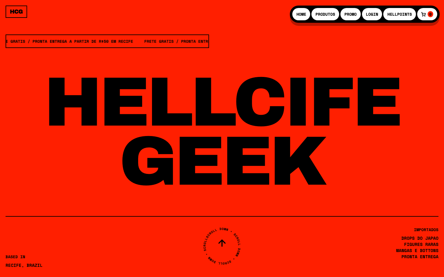 Pagina inicial do projeto Hellcifegeek